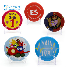 Cheap items custom metal tinplate printing resin reflective school name magnetic button badge